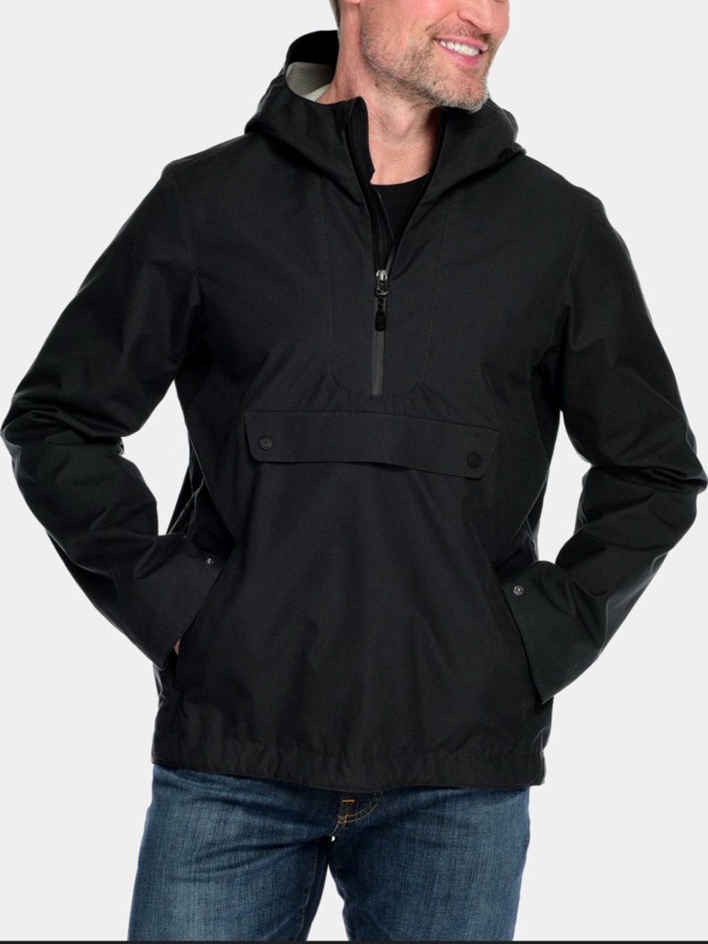 H&M Black Hooded Pullover Windbreaker